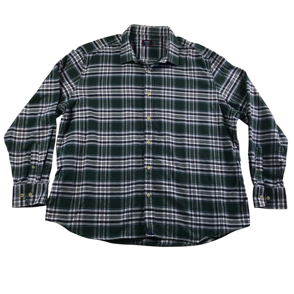 UNTUCKit Mens XXXL Ray-flannel Green Navy Plaid Button Down Shirt 41933 Regular